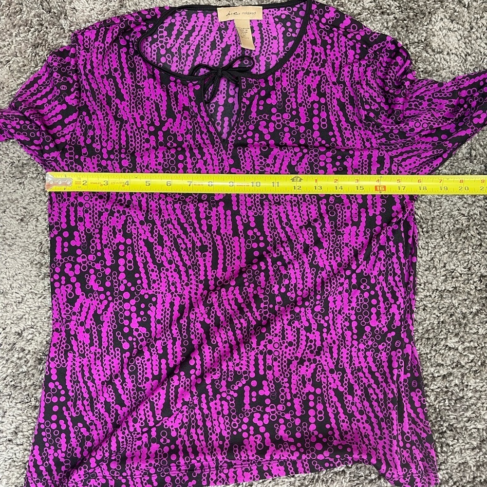 2 I.E. relaxed blue purple black long sleeve lightweight nylon women’s blouse M - Picture 15 of 17